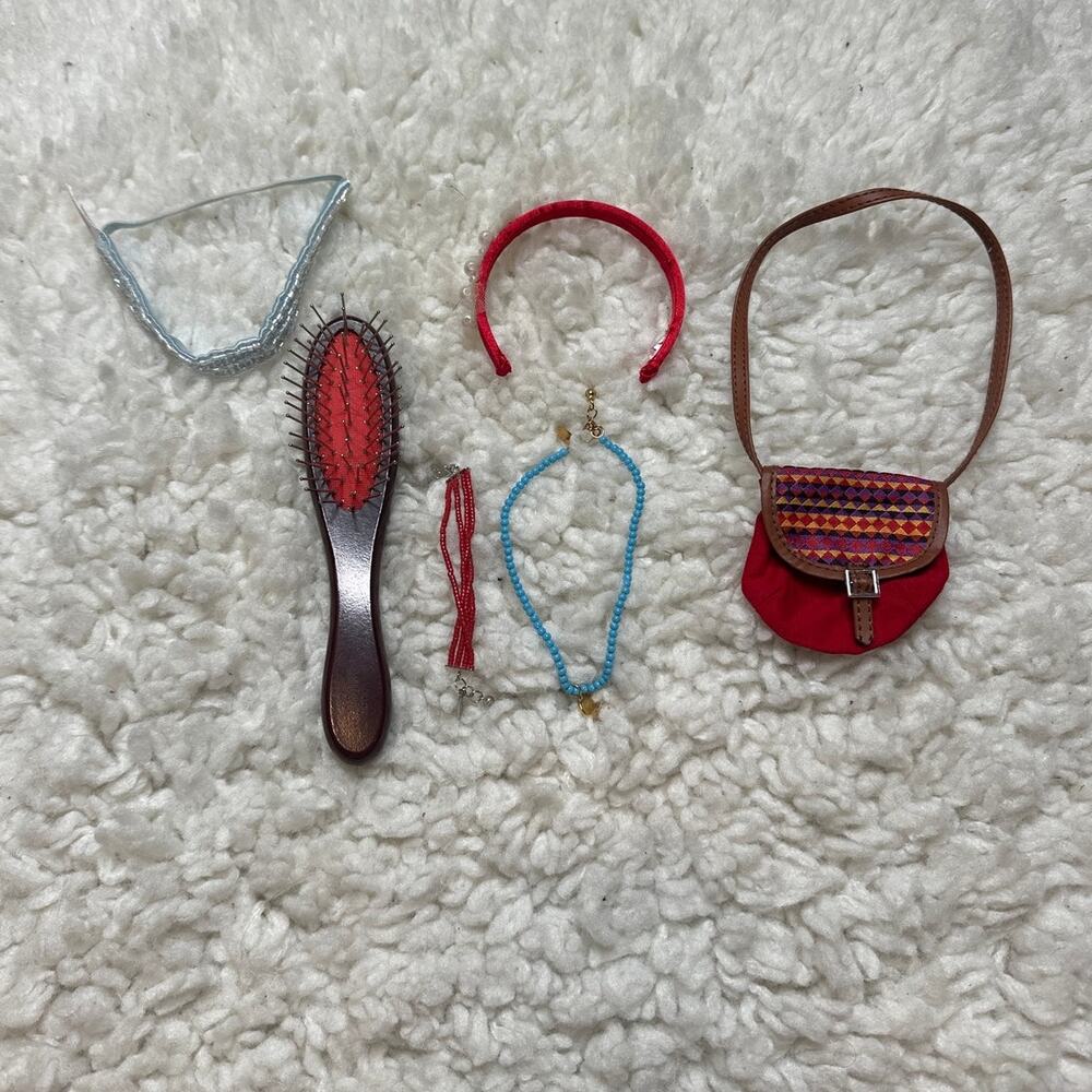 American Girl Doll Accessory Lot Brush Purse Brush Jewelery Hairbands Headbands